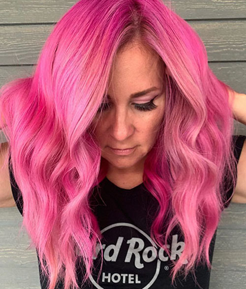 Pink Medium Hair Style